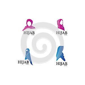 muslimah hijab logo template vector illustration design-vector