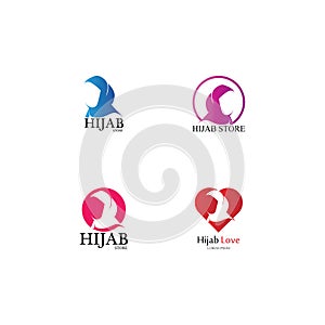 muslimah hijab logo template vector illustration design-vector