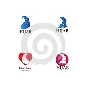 muslimah hijab logo template vector illustration design-vector