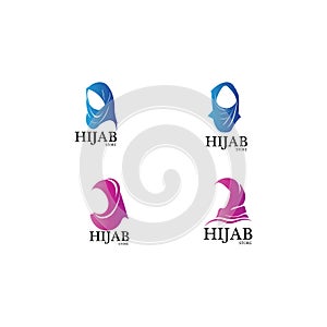 muslimah hijab logo template vector illustration design-vector