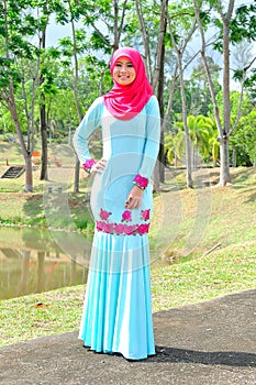 Muslimah lady wear blouse and hijab