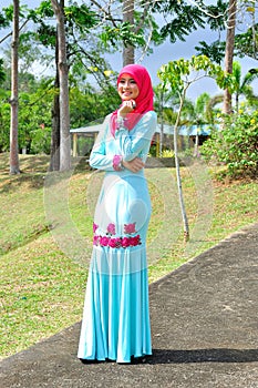 Muslimah lady wear blouse and hijab