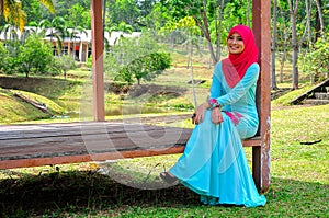 Muslimah lady wear blouse and hijab