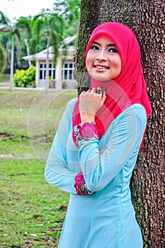 Muslimah lady wear blouse and hijab