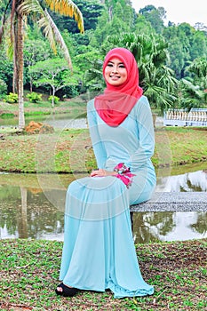 Muslimah lady wear blouse and hijab