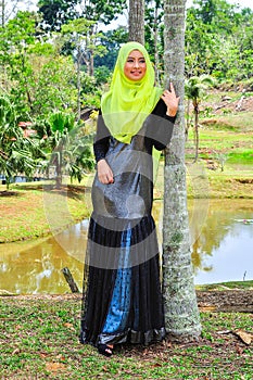 Muslimah lady wear blouse and hijab