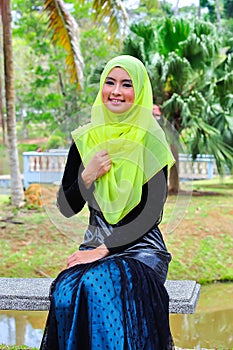 Muslimah lady wear blouse and hijab