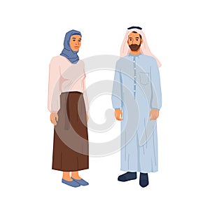 Muslims couple in traditional dress, hijab. Family