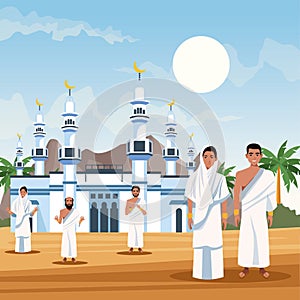 Muslims persons in hajj mabrur travel celebration