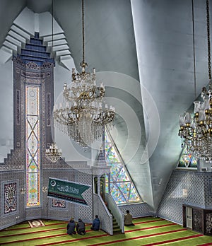 Muslims pray in the mosque