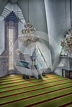 Muslims pray in the mosque