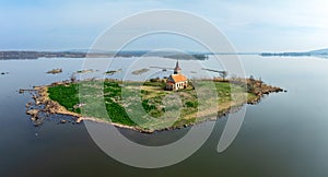 Musov Island with an old Gothic church