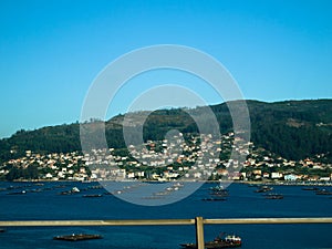 Mussel barges in Domaio in Ria de Vigo