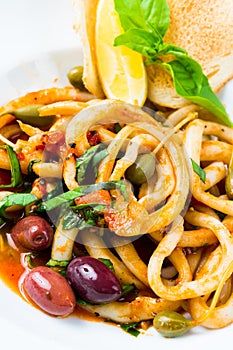 Mussel and calamari salad