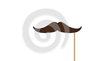 Mustach on stick icon. Paper moustache for carnival illustration symbol. Sign fake mustach vector