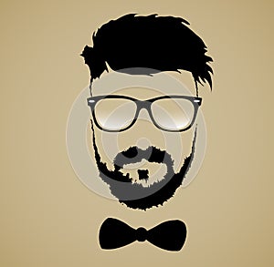 Mustache beard glasses hairstyle