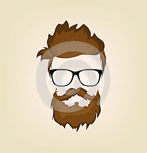 Mustache beard glasses hairstyle