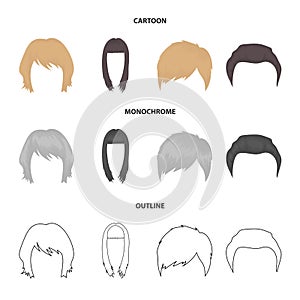 Mustache and beard, hairstyles cartoon,outline,monochrome icons in set collection for design. Stylish haircut vector