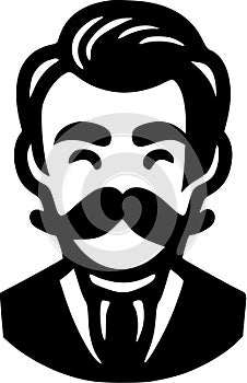 Mustache - black and white vector illustration