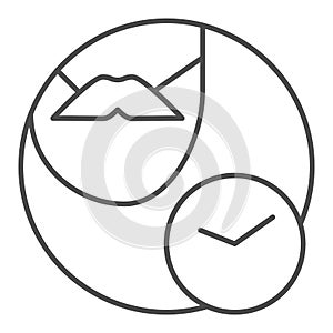 Mustache and clock thin line icon. Face with mustache vector illustration isolated on white. Shaving time outline style