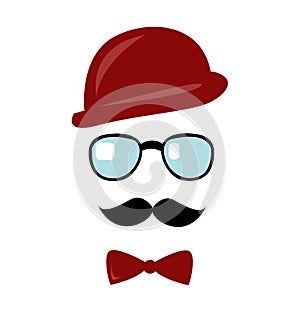mustache hat glasses vector