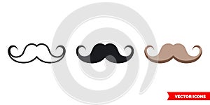 Mustache icon of 3 types. Isolated vector sign symbol.