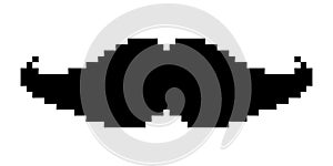Mustache icon pixel art simple design.