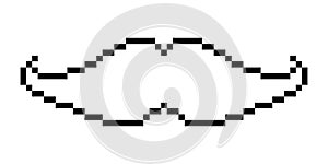 Mustache icon pixel art simple design.