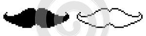 Mustache icon pixel art simple design.