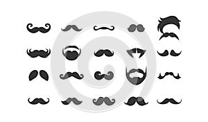 Mustache icon set. Vector illustration