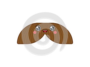 Mustache kawaii Cute cartoon. Funny Sweet vector illustration