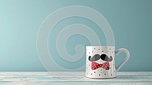 The mustache mug on table.AI generated image