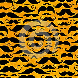 Mustache orange seamless pattern in vintage style