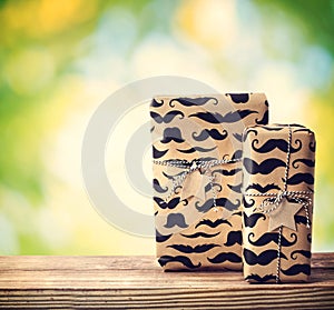 Mustache pattered gift boxes