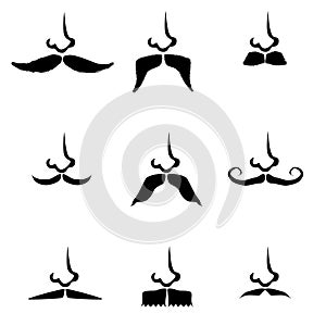 Mustache set - vector silhouettes