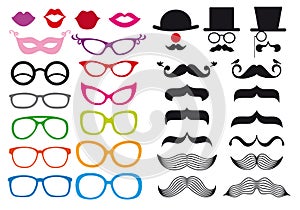 Mustache and spectacles, vector set