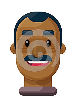 Mustached Smiling Man Flat Vector Illustration Icon