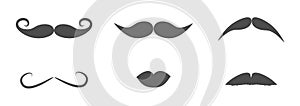 Mustaches and lips icon set line. Moustaches hair. Flat design. White background. Isolated
