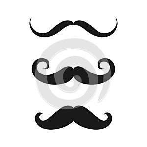 Mustaches in retro style set icons isolated on white background