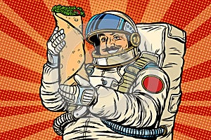 Mustachioed astronaut with Shawarma kebab Doner