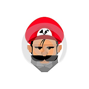 Mustachioed plumber face isolated. Vector illustration