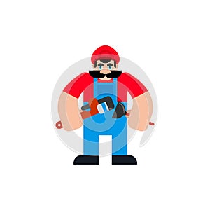 Mustachioed plumber isolated. Vector illustration