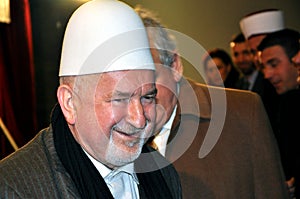 Mustafa Ceric with traditional Albanian cap