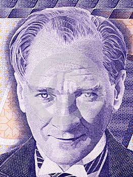 Mustafa Kemal Ataturk a portrait from Turkish money photo