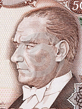 Mustafa Kemal Ataturk a portrait from Turkish money photo