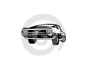 1968 mustang gt 390. isolated white background seen from behind. premium car vector design.