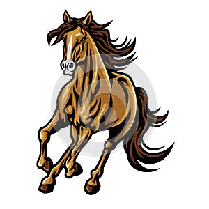 Mustang Horse Running Vector Mascot Logo Illustration