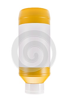 Mustard bottle with empty label, copyspace