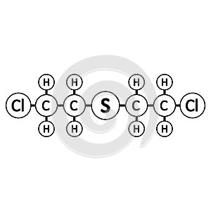 Mustard gas molecule icon
