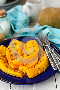 Mustard, Honey and Garlic Roast Pumpkin